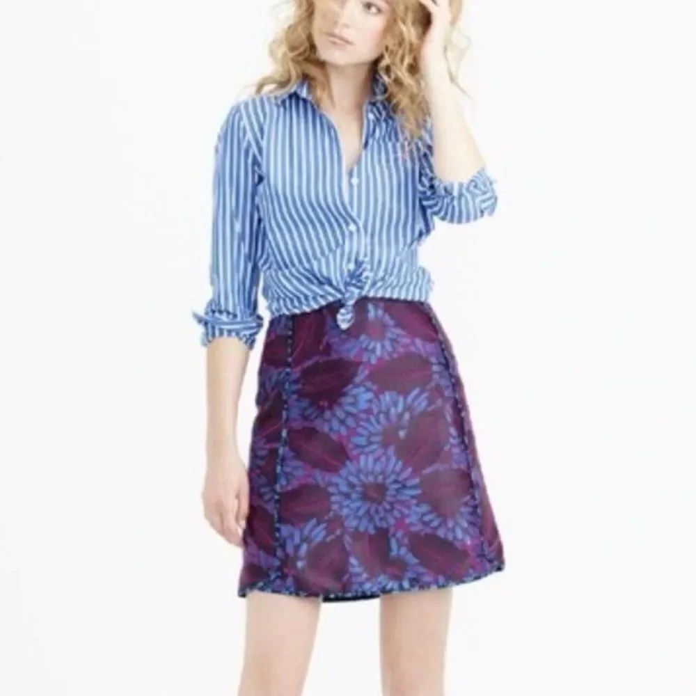 NWT J. Crew Jacquard Mini A-Line Skirt Midnight Floral Bold Purple Pink Black